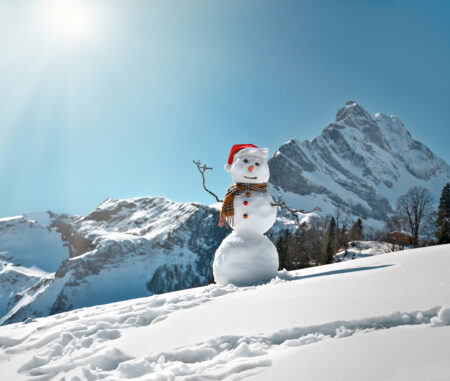 Snowman,Against,Alpine,Panorama